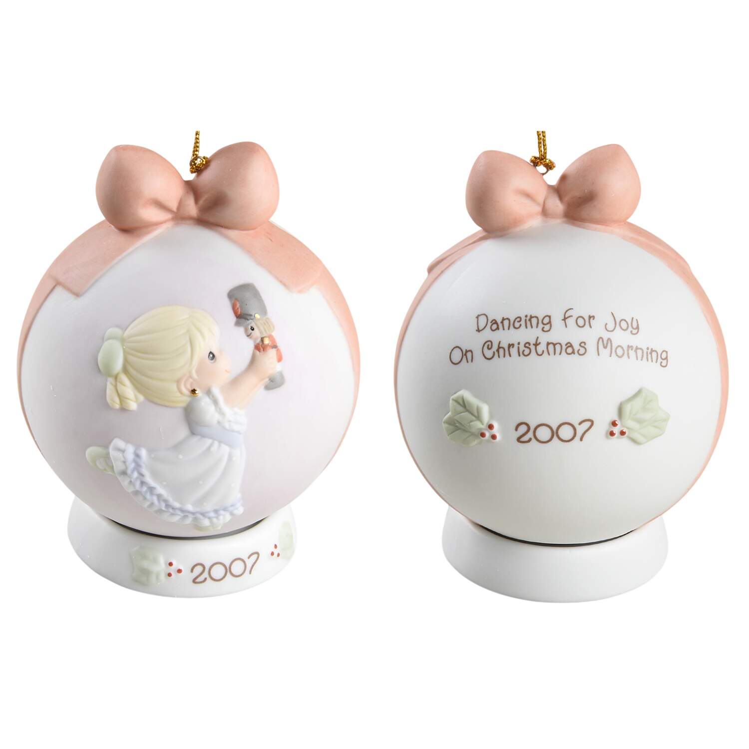 Annual Porcelain Ball Ornament Dancing For Joy On Christmas Morning - No Box by Precious Moments-1