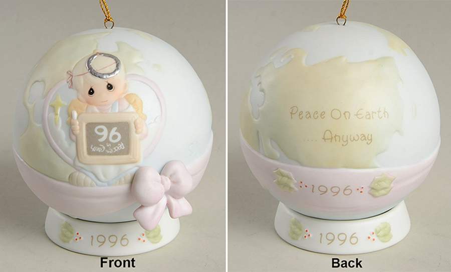 Annual Porcelain Ball Ornament Peace On Earth...Anyway - Boxed by Precious Moments-1