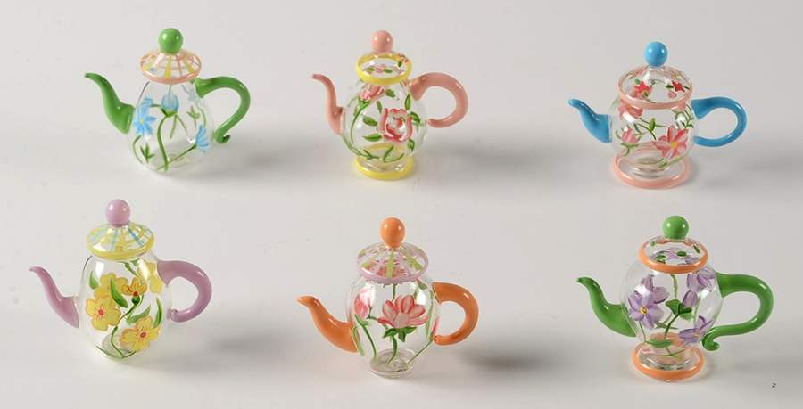 Princess House Giftware Mini Crystal Teapots (Set Of 6 - Boxed by Princess House-1