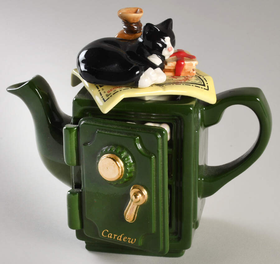 Cardew Designs Tea Pot Safe With Cat & Money Bag-Mini - No Box by Cardew Design-1