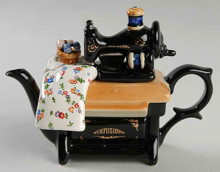 Cardew Designs Tea Pot Sewing Machine-Mini-Flowers On Fabric - Boxed by Cardew Design-1