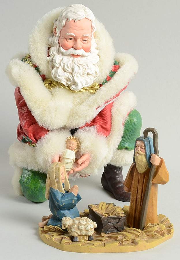 American Artist Lyn Fletcher Santa's Nativity Set - Boxed by Possible Dreams-1