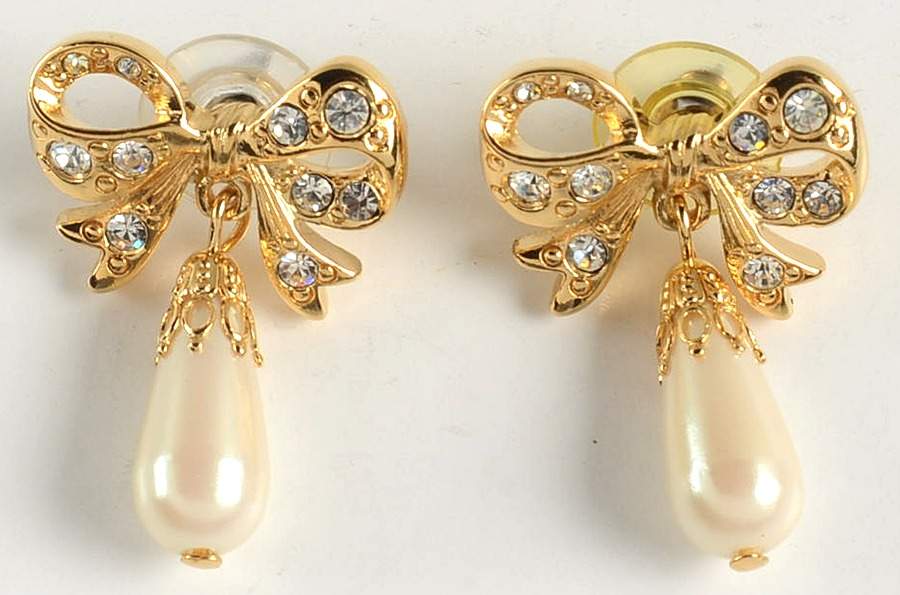 Princess House Jewelry Pearl Bow Earring Post - No Box by Princess House-1