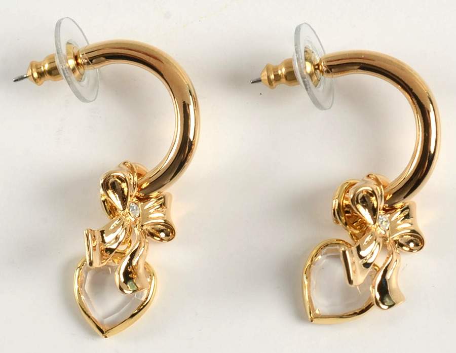 Princess House Jewelry Crystal Hoop Earring With 2 Charms - No Box by Princess House-1
