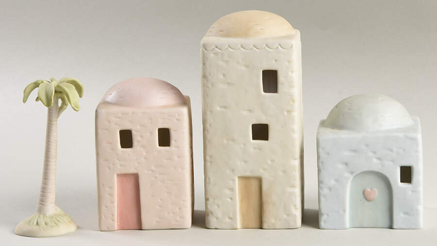 House Set & Palm Tree-Mini Nativity Hourglass-House Set & Palm Tree - Hourglass Trademark, No Box by Precious Moments-1