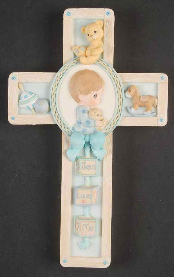 Precious Moments Wall Cross Jesus Loves Me-Boy Resin - Boxed by Precious Moments-1