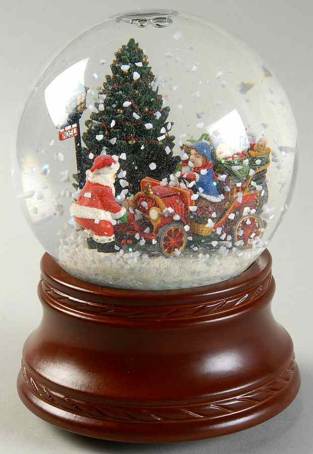 Holiday Musical Snowglobe 2003-Santa's Magical Ride - Boxed by Princess House-1