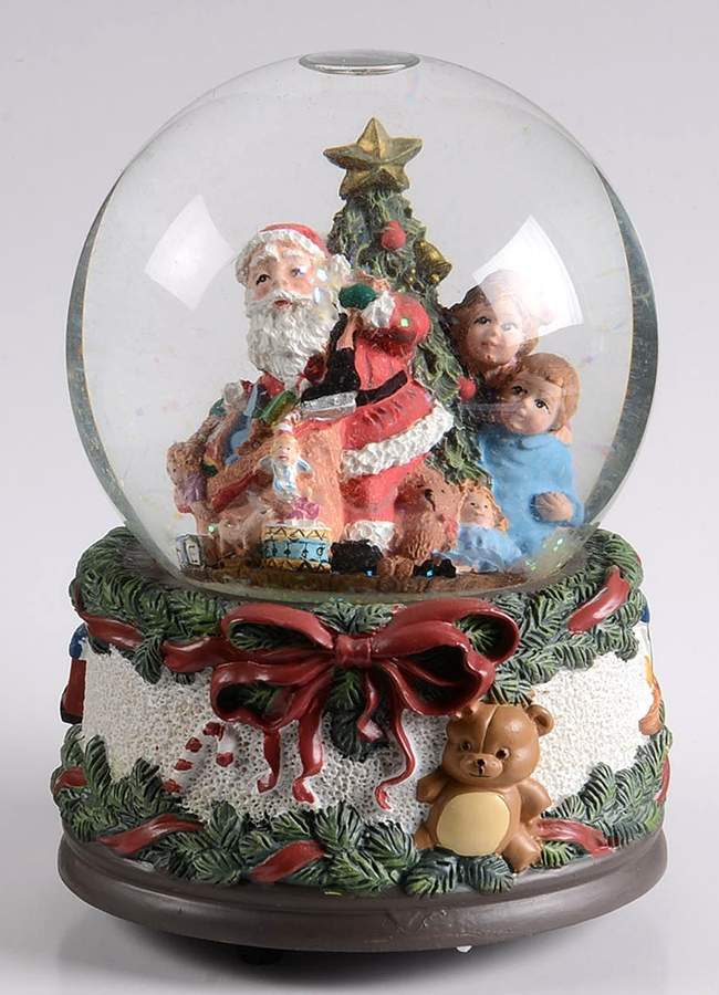 Holiday Musical Snowglobe 1996-Santa's Here - Boxed by Princess House-1