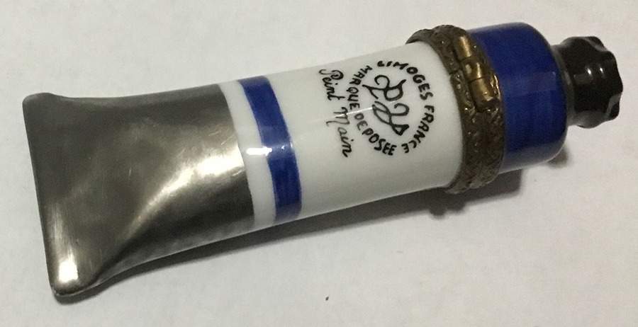 Limoges Boxes Blue Paint Tube - No Box by Parry Vieille-1