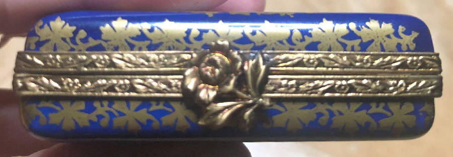 Limoges Boxes Gold Flower On Cobalt - No Box by Parry Vieille-1