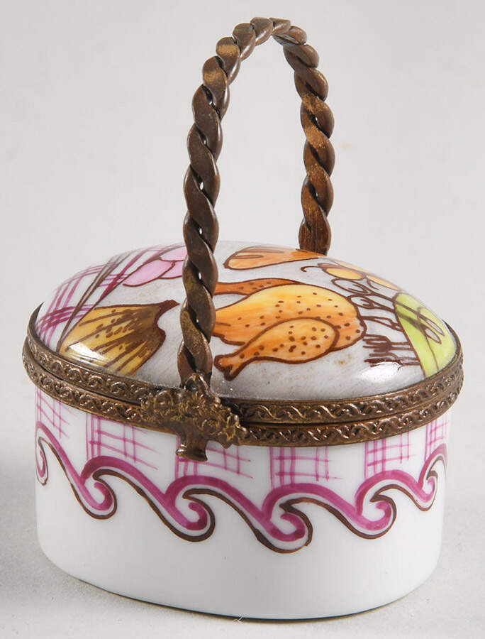 Limoges Boxes Basket With Metal Handle - No Box by Parry Vieille-1