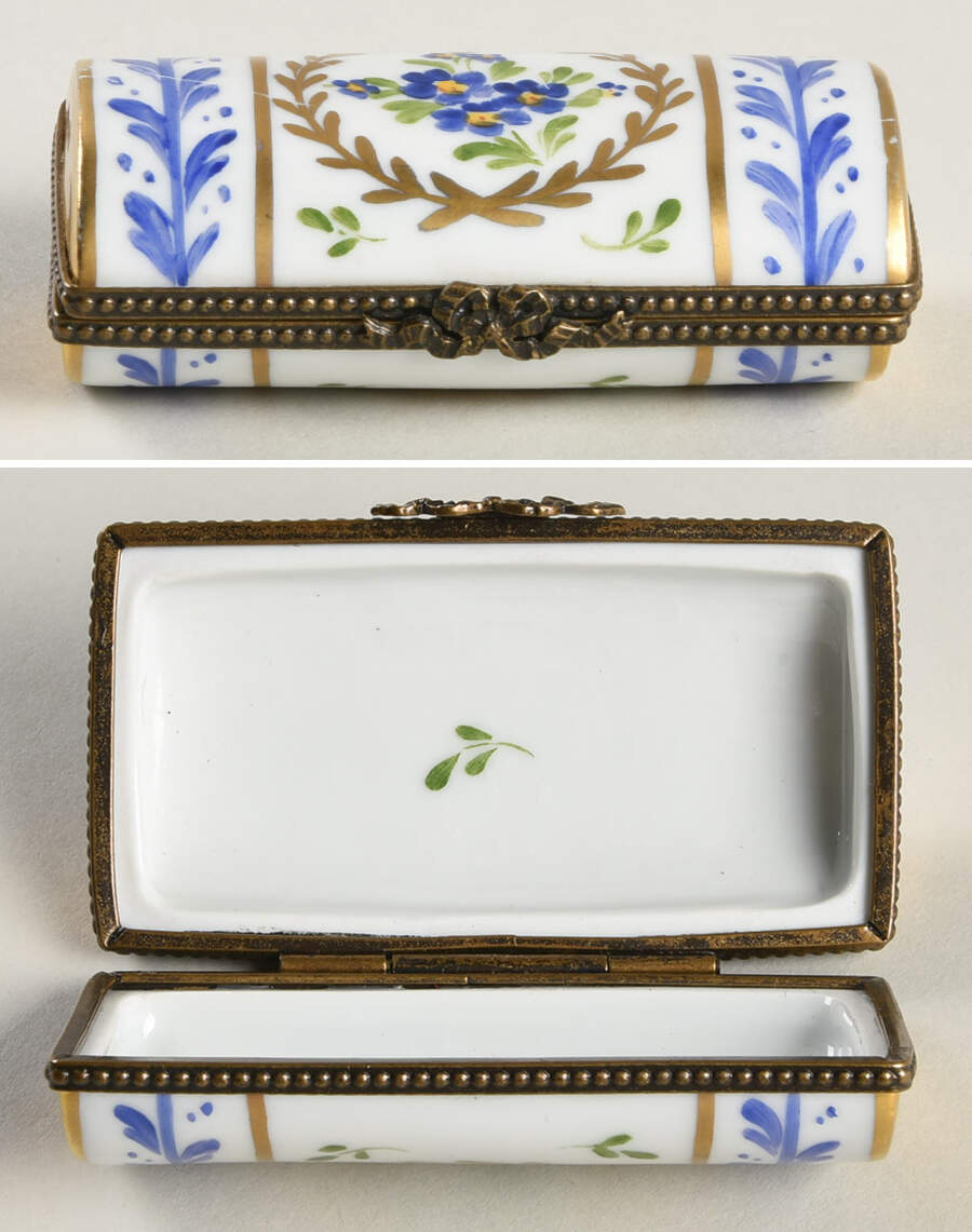 Limoges Boxes Oval Blue Green Gold Box - No Box by Parry Vieille-1