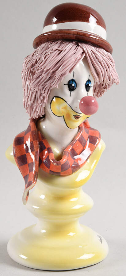 Lino Zampiva Figurines Clown Bust- Derby Hat Pink Hair - Boxed by Pastelceramica-1