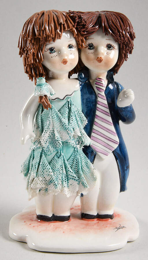 Lino Zampiva Figurines Couple - Children Standing - No Box by Pastelceramica-1