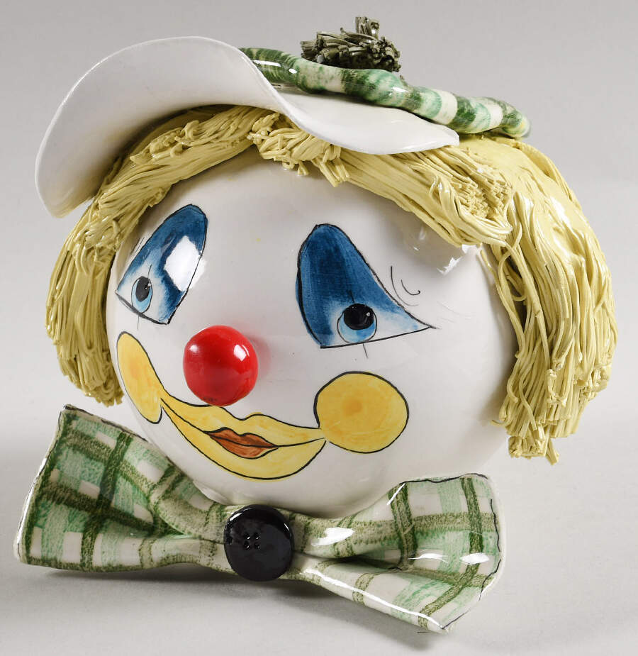 Lino Zampiva Figurines Clown Head Yellow Hair - Boxed by Pastelceramica-1