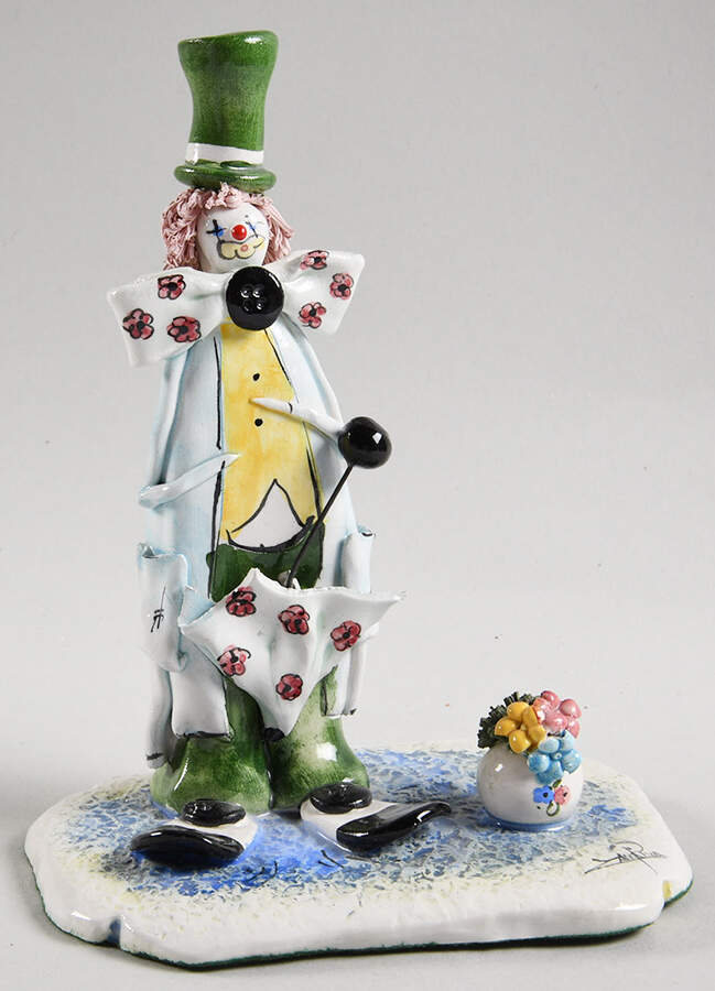 Lino Zampiva Figurines Clown With Umbrella - No Box by Pastelceramica-1