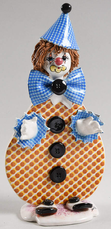 Lino Zampiva Figurines Clown Flat-Buttons&Polka Dots Brown - No Box by Pastelceramica-1