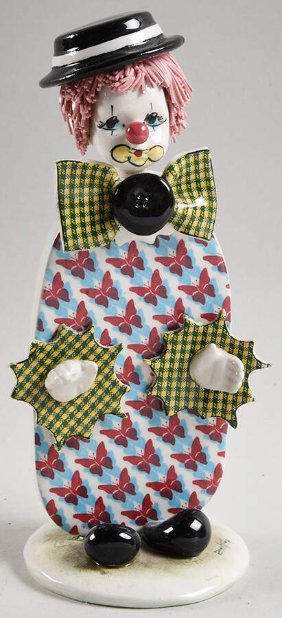 Lino Zampiva Figurines Clown Flat-Button&Butterflies - With Box by Pastelceramica-1