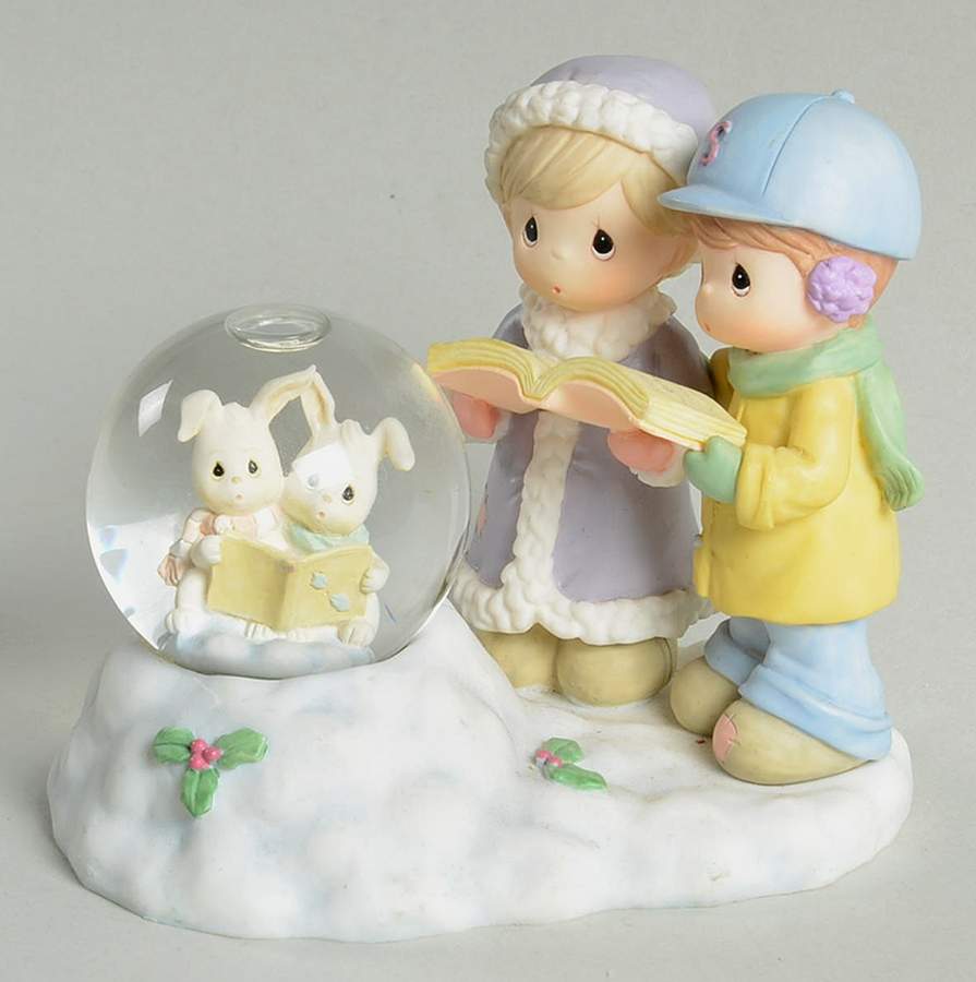 Precious Moments Giftware Carolers With Bunny Snowglobe - Boxed by Precious Moments-1