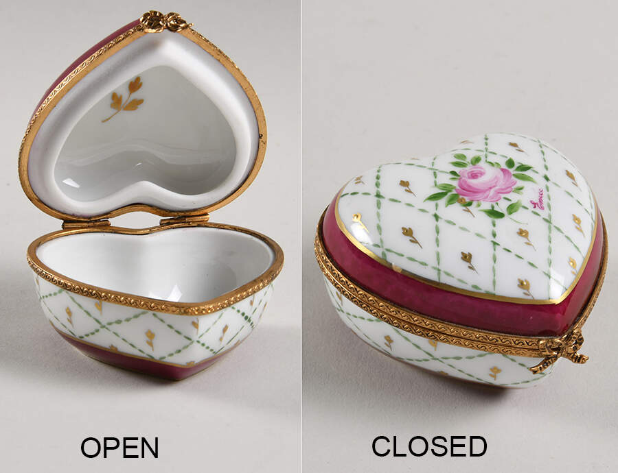 Paris-Style Limoges Box Heart Box With Rose - Red - No Box by Paris-Style-1