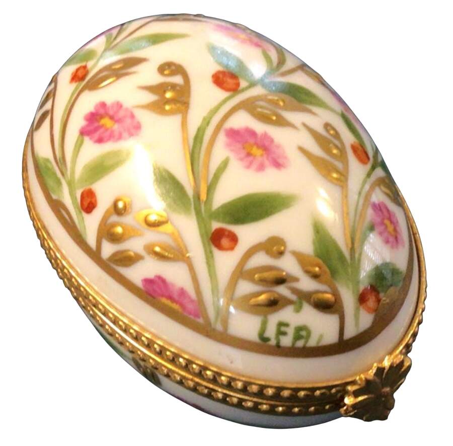 Paris-Style Limoges Box Egg Shape Pink Flowers - No Box by Paris-Style-1