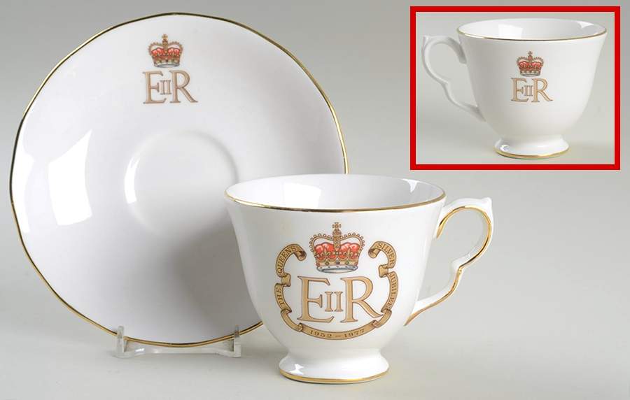 Queen Anne Royalty Giftware Elizabeth Ii-Silver Jubilee Cup & Saucer - No Box by Queen Anne (England)-1