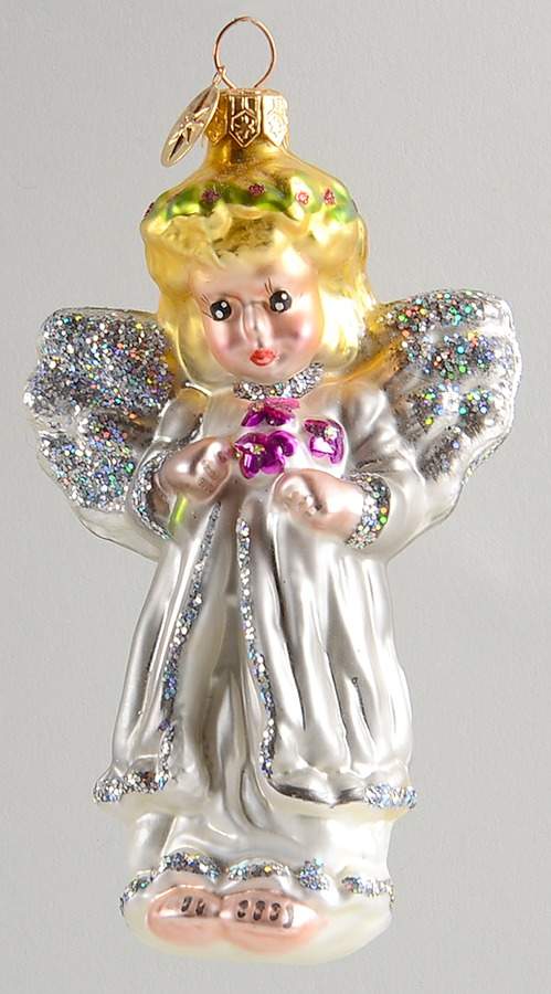 Angel Ornaments (Blown Glass) Angel Bouquet-Silver - No Box by Christopher Radko-1