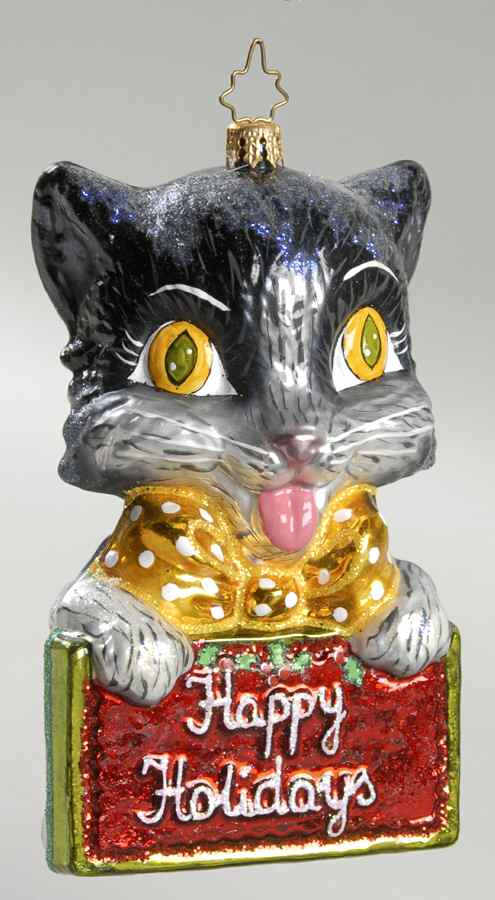 Cats & Kittens Happy Holidays - Cat Black - No Box by Christopher Radko-1
