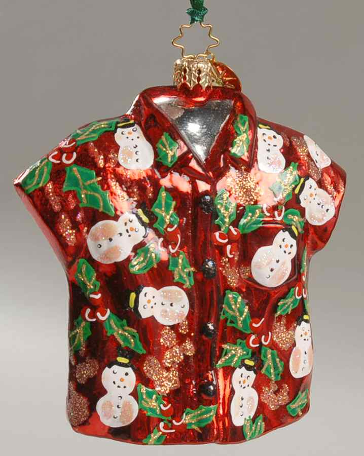 Surf & Sun-Shirts Ornament Snowy Aloha Shirt - No Box by Christopher Radko-1