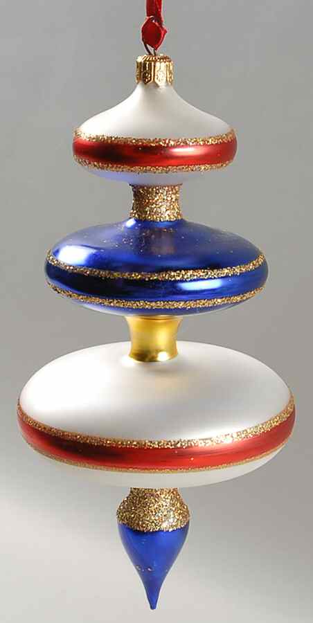 Traditional Shapes Ornament Pastel Drop-Blue/Red - No Box by Christopher Radko-1