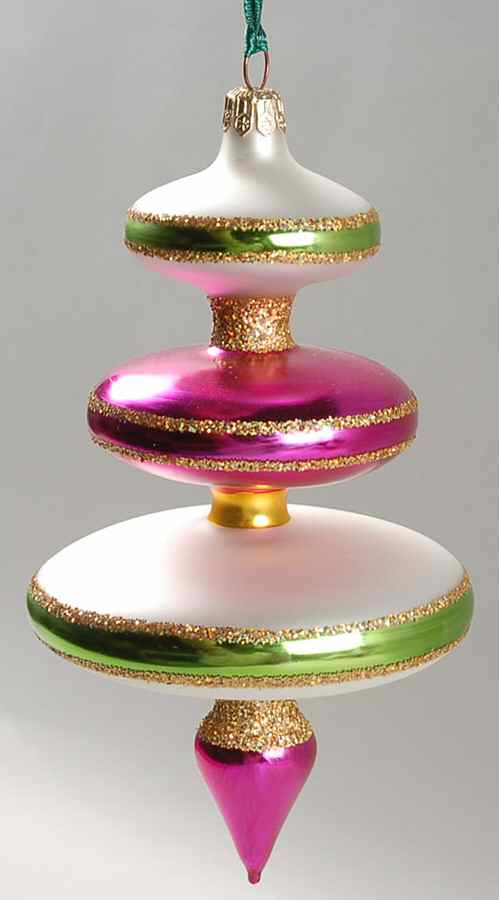 Traditional Shapes Ornament Pastel Drop-Pink/Green - No Box by Christopher Radko-1