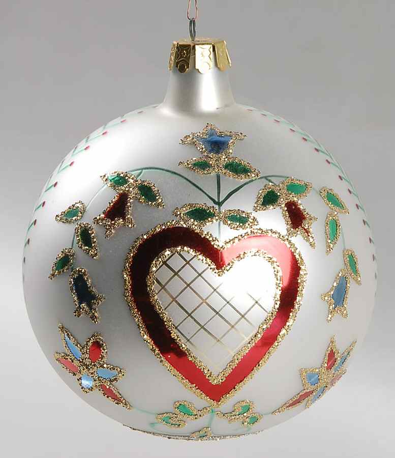Balls Hearts & Flowers-White - No Box by Christopher Radko-1
