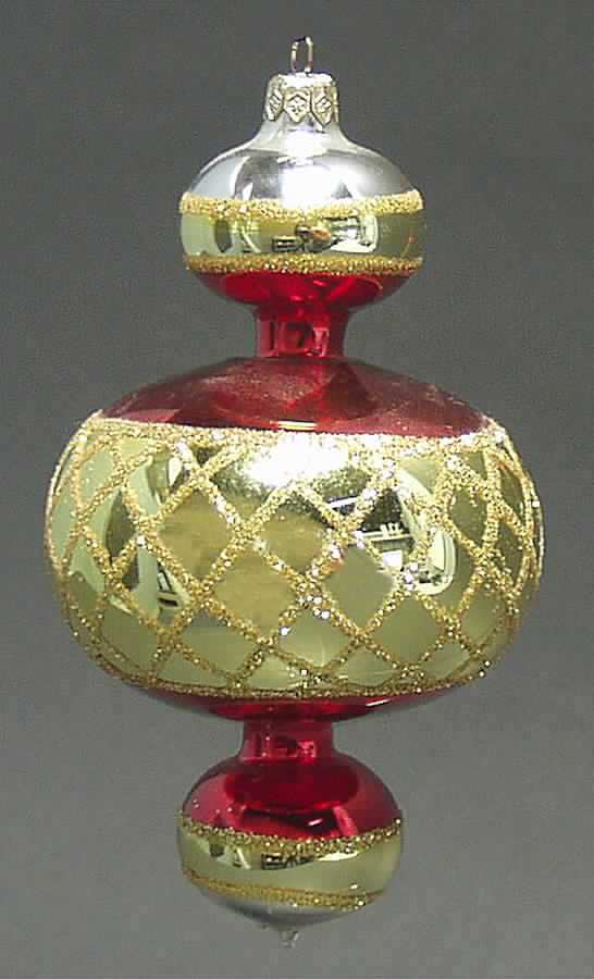 Traditional Shapes Ornament Jumbo Spintops-Round/Gold/Red - No Box by Christopher Radko-1
