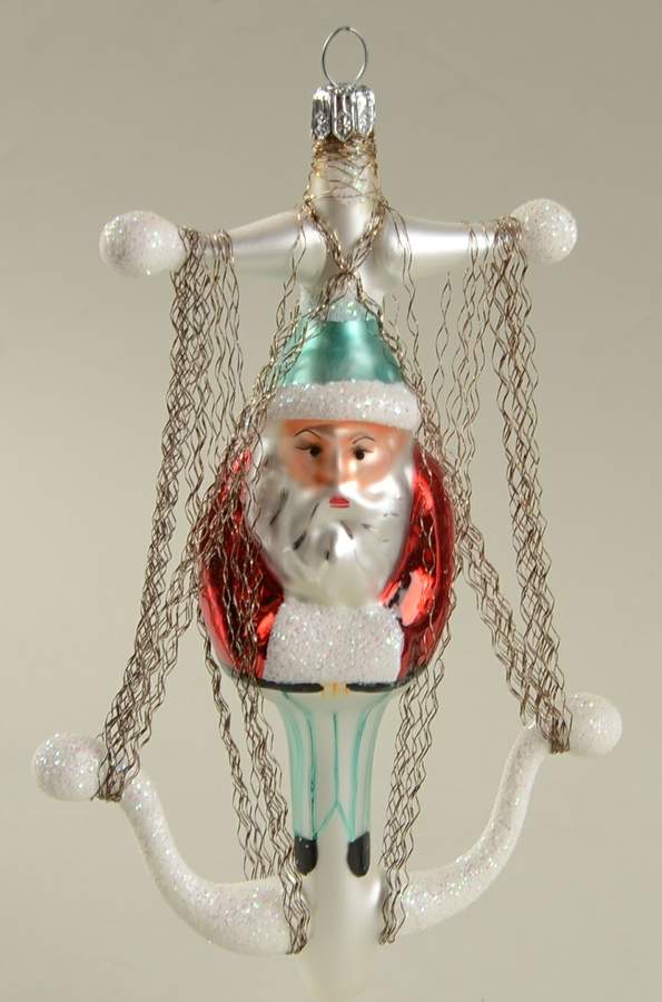Gilded Ornaments Anchor Santa-Silver/Green - No Box by Christopher Radko-1