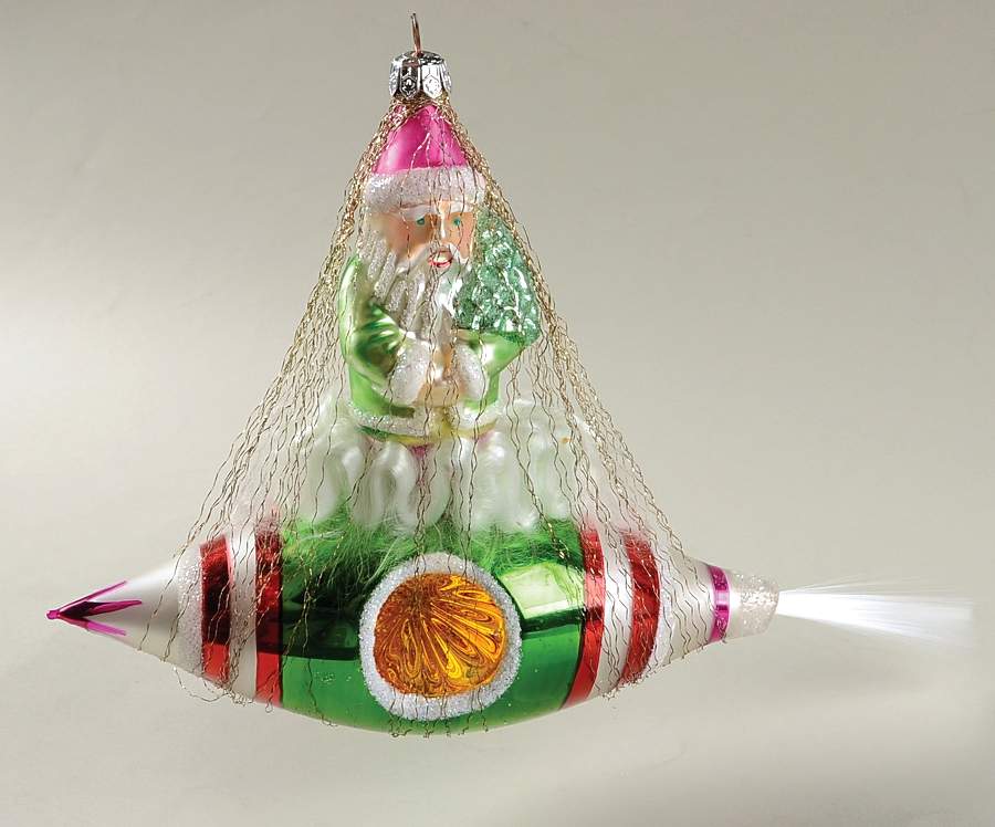 Gilded Ornaments Far Out Santa-Green - No Box by Christopher Radko-1