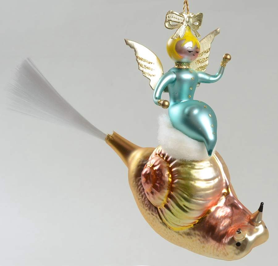 Birds (Italian Flair) Wings And A Snail-Blue/Gold - No Box by Christopher Radko-1