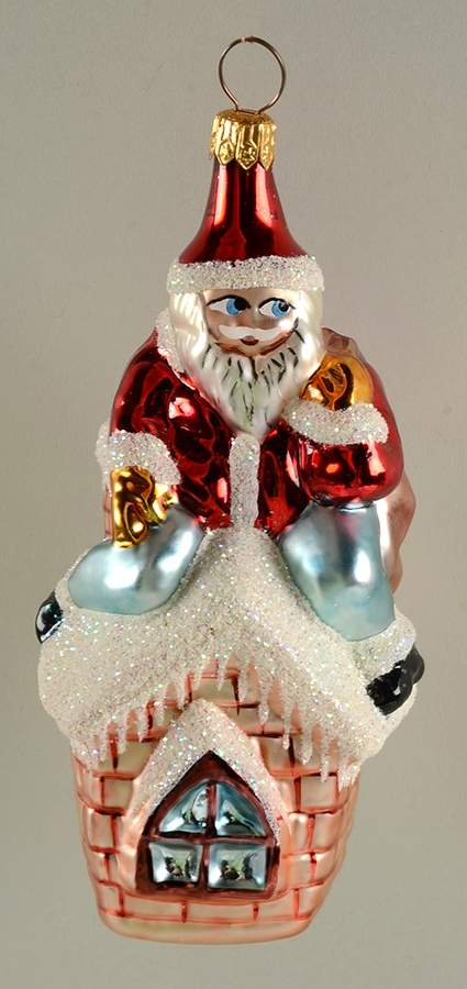 Santas House Sitting Santa-Blue - No Box by Christopher Radko-1