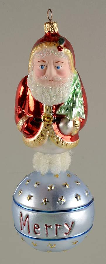 Santa with Pinecones-Trees Season's Greetings-Red Coat - No Box by Christopher Radko-1