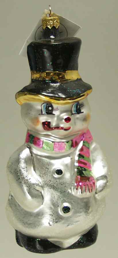 Snowmen Snow Ball-Pink/Green Scarf - No Box by Christopher Radko-1