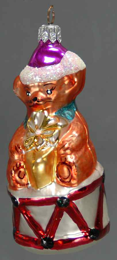 Bears Little Drummer Bear-White Drum - No Box by Christopher Radko-1