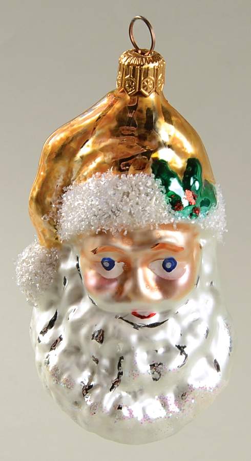 Santa-Heads Holly Santa-Gold - No Box by Christopher Radko-1