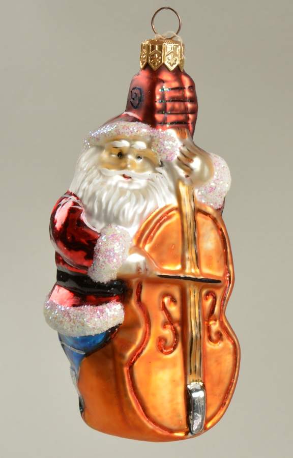 Santa with Musical Instruments Jazz Santa-Blue Pants/Gold Bass - No Box by Christopher Radko-1