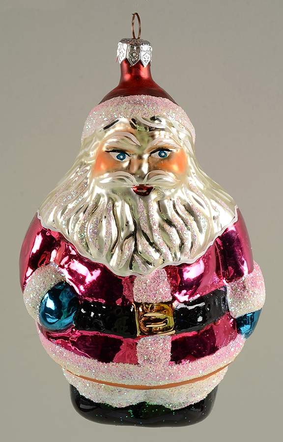 Santas Round About Santa-Gold Stripe - No Box by Christopher Radko-1
