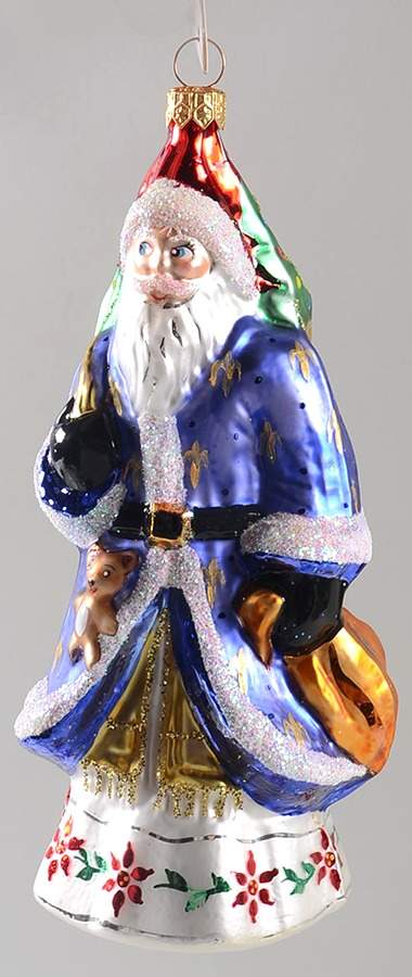 Santa with Pinecones-Trees Pere Noel-Poinsettia - No Box by Christopher Radko-1