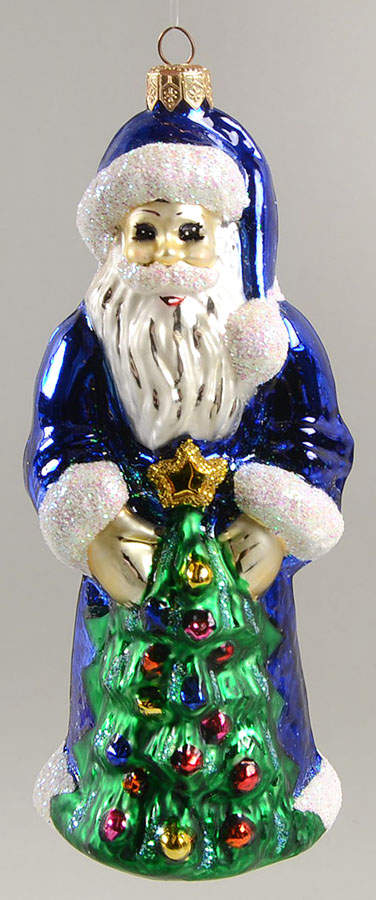 Santa with Pinecones-Trees Sapphire Santa - No Box by Christopher Radko-1