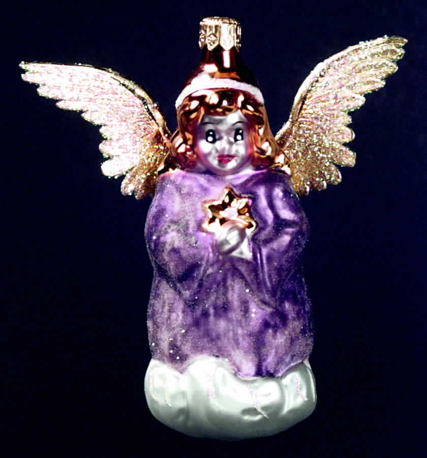 Angel Ornaments (Blown Glass) Seventh Heaven-Purple - No Box by Christopher Radko-1