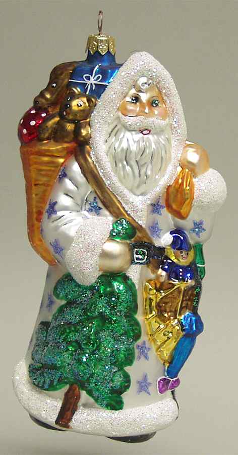 Santa with Pinecones-Trees Londonberry-Silver - No Box by Christopher Radko-1
