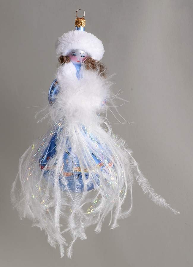 Feathered Ornaments (Italian Flair) Blue Winter - No Box by Christopher Radko-1