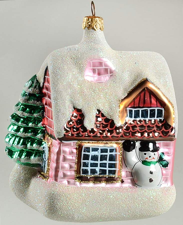 Buildings & Churches Swiss Snow House-Pink - No Box by Christopher Radko-1