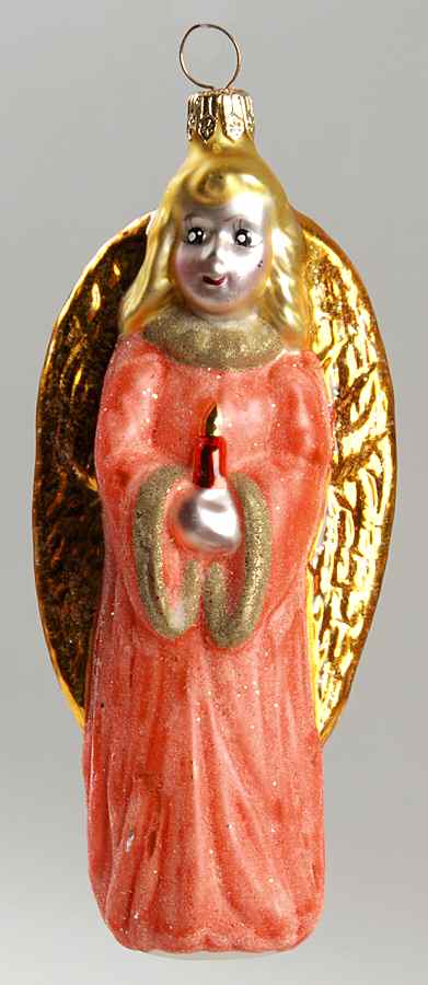 Angel Ornaments (Blown Glass) Angel Light-Orange - No Box 60 by Christopher Radko-1